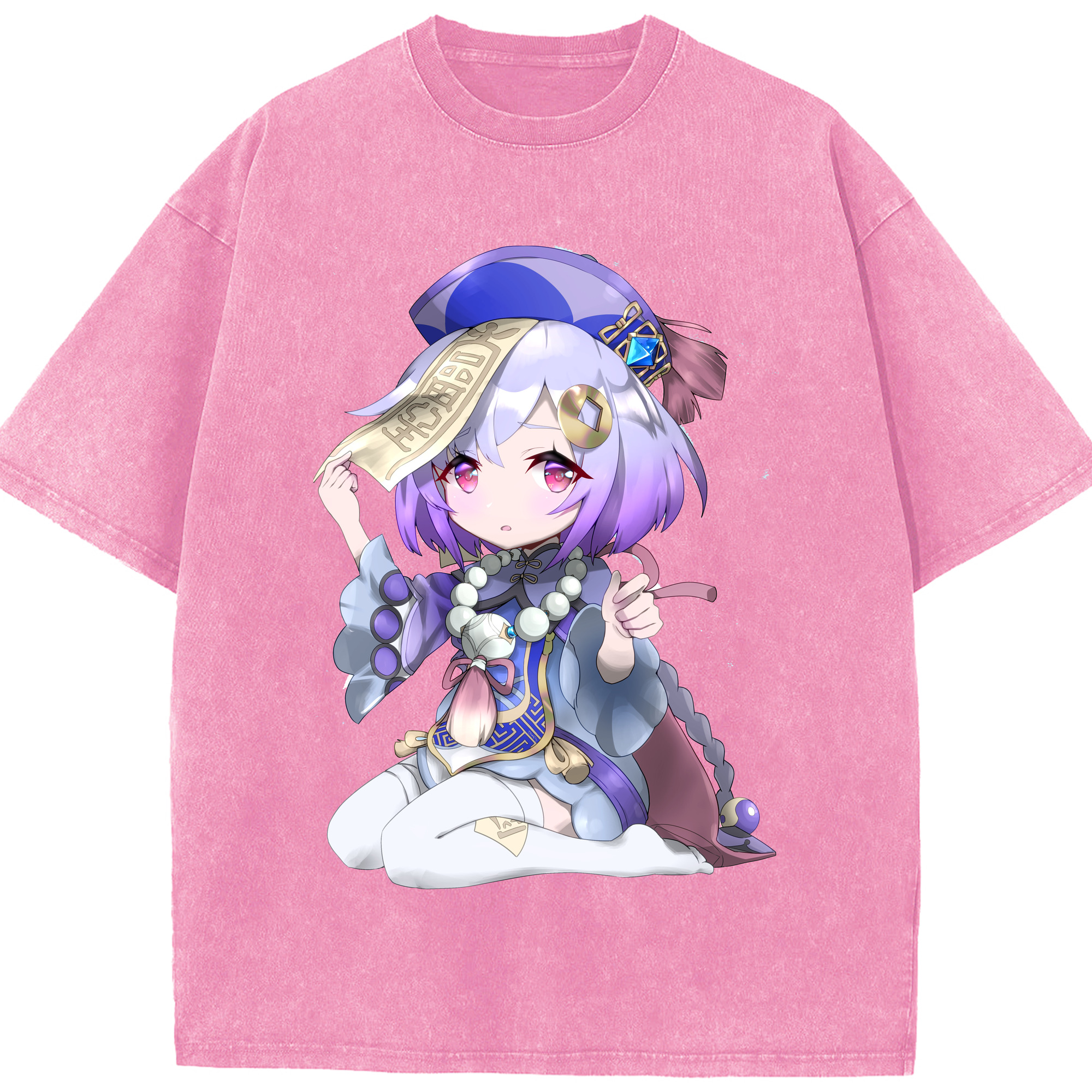 げんし神 七七 なな  genshin Nana 綿100% ヴィンテージ風 半袖Tシャツ（フロントプリント）